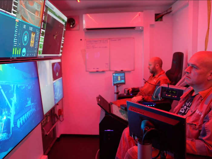 The vehicle is operated from a control room onboard the ship.