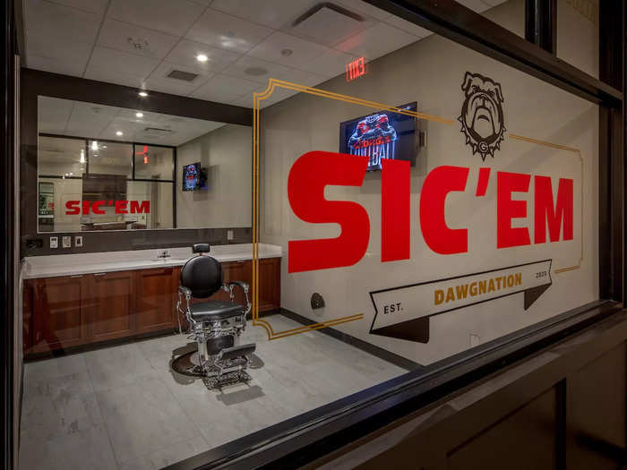 The players have their own barbershop in the locker room.