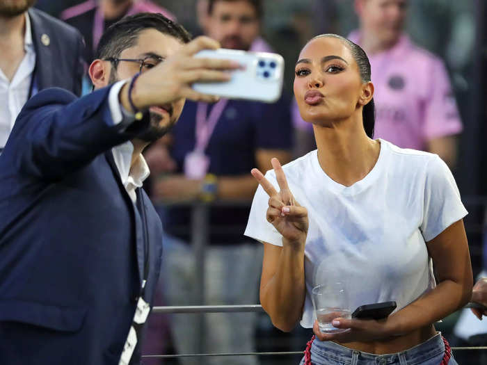 Kim Kardashian took her son, Saint, to the match.