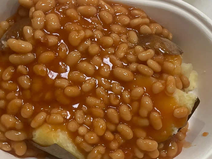 I started with the jacket potatoes with baked beans.