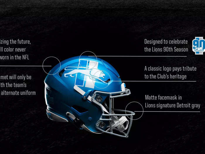 The Lions have a new blue helmet.