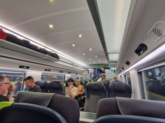 The Eurostar to Brussels was noisier and more crowded than the Azuma train I