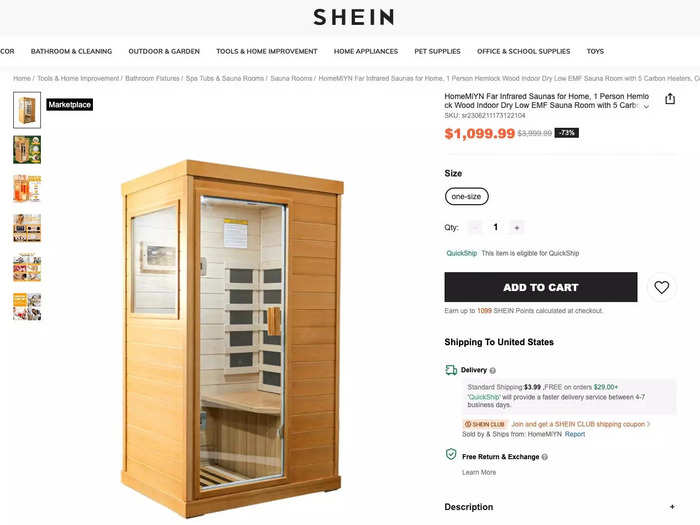 And a home sauna for $1,100.