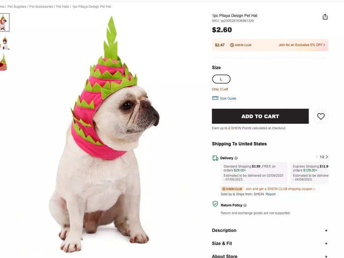 You can also buy hats for your pets like this dragon fruit cap.