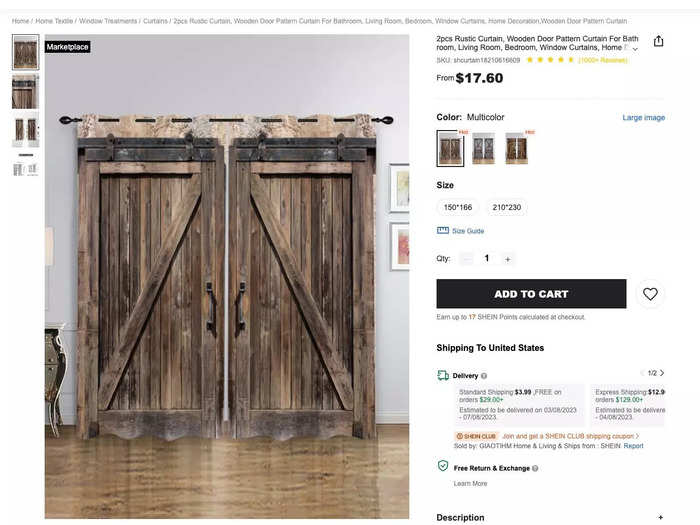 Shein also sells home decor, like these rustic wooden door curtains.