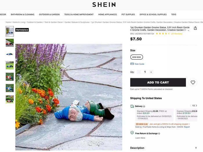 And plenty of funny figurines to deck out your garden, like this drunk gnome.