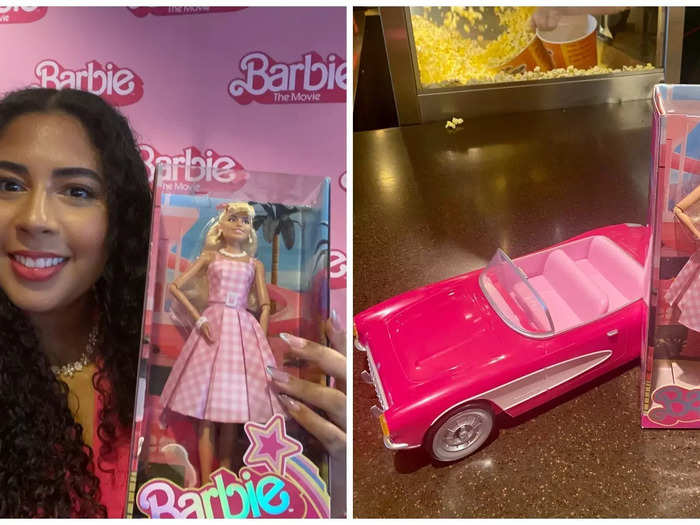 For $65, the theater was even selling a hot-pink convertible car as a popcorn bucket and a Margot Robbie-inspired Barbie doll.