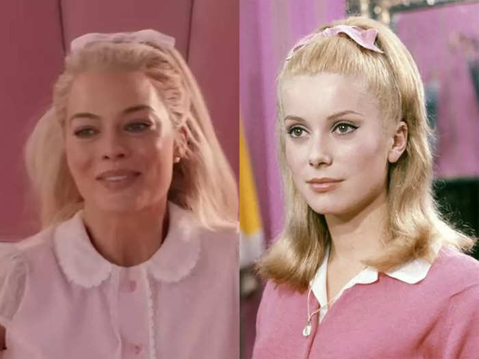 Barbie wears a similar hairstyle to Catherine Deneuve in "The Umbrellas of Cherbourg."