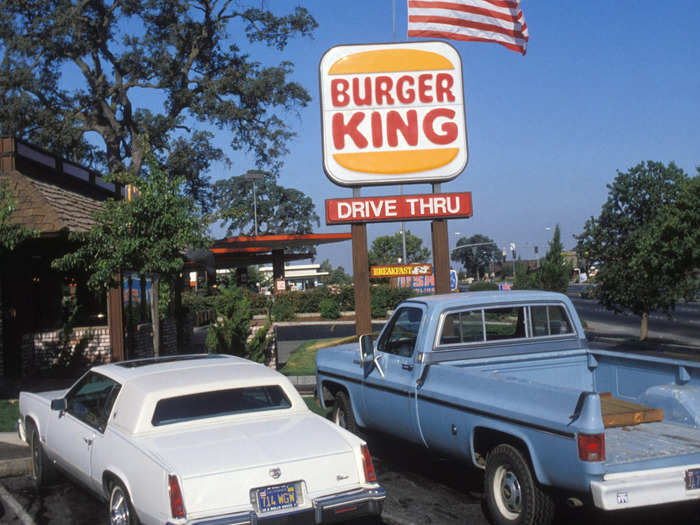 Burger King locations in the 1980s offered both drive-thru and dine-in service.