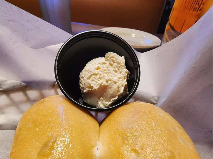 I started by dining in so I was treated to the made-from-scratch yeast rolls with a side of whipped butter.