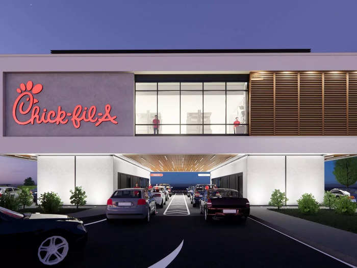 Chick-fil-A is opening an elevated restaurant design with four drive-thru lanes.