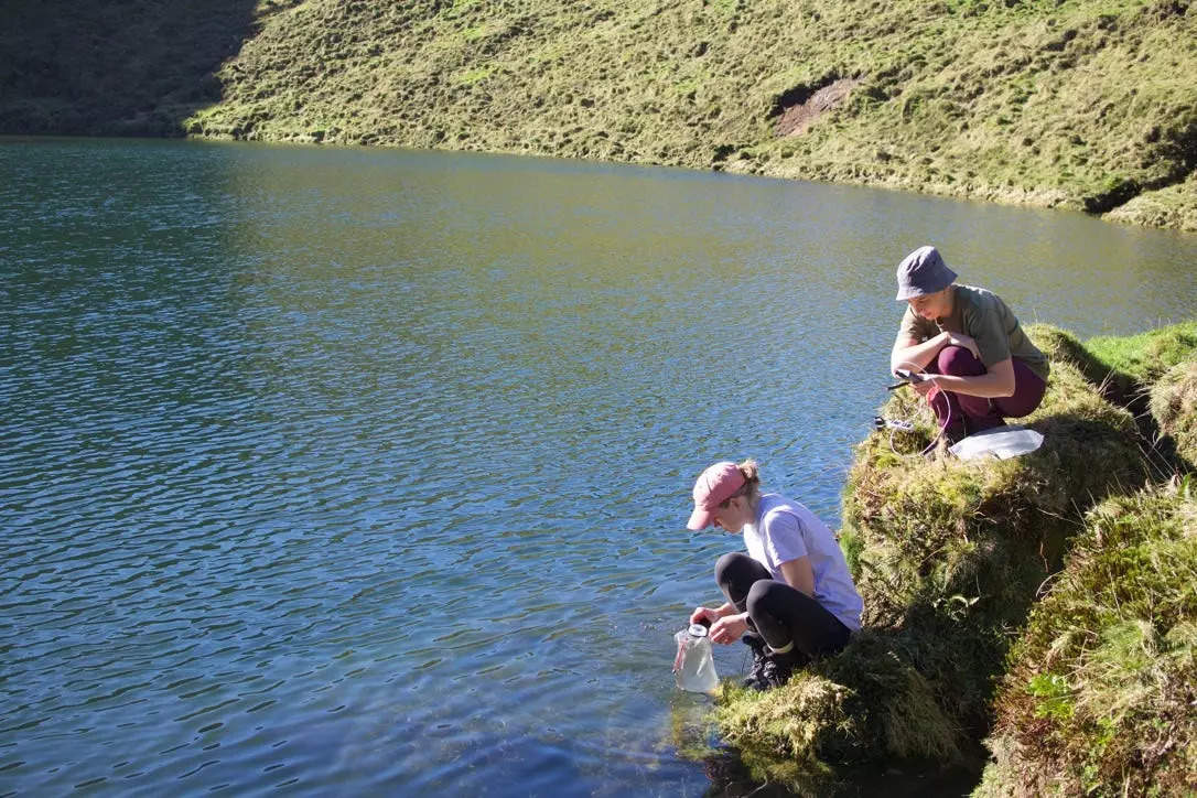 Two of the Basecamp Research team taking samples in Azores, Portugal