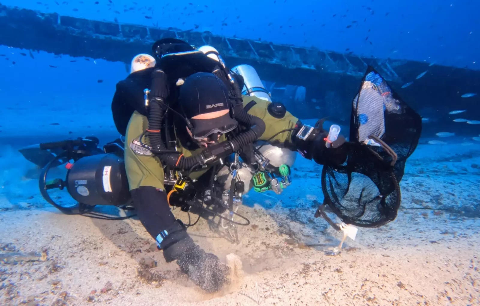 Heritage Malta diver taking samples.