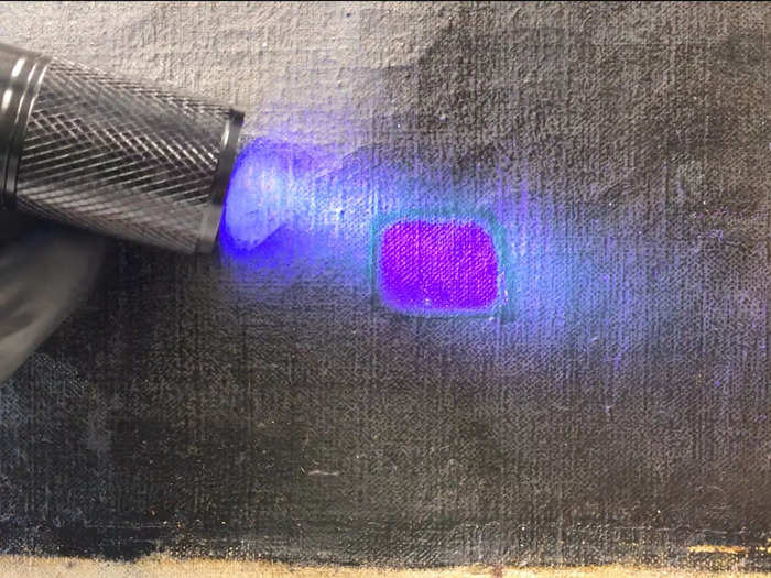 The blacklight is also used to see if an approach to dissolving solvent is working.