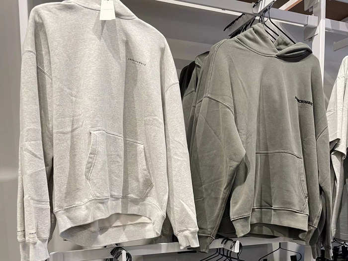 As far as I could tell, these hoodies were the only apparel on the first floor with Abercrombie branding. It was small and subtle.