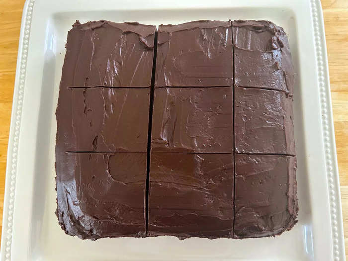 I cut my cake into squares just as Garten had, and voila — it was ready to eat!