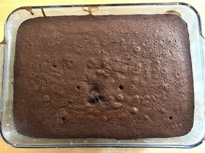 Once my cake was out of the oven, I let it cool completely in the pan.