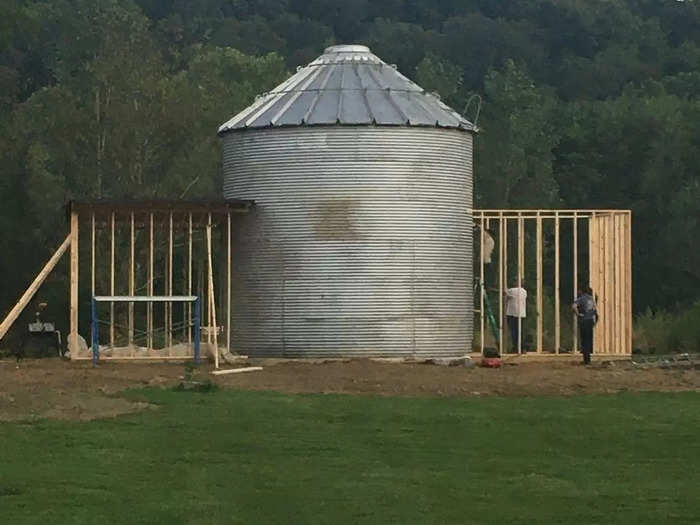 Most people think the Carters put a shipping container on either side of the grain silo, but it