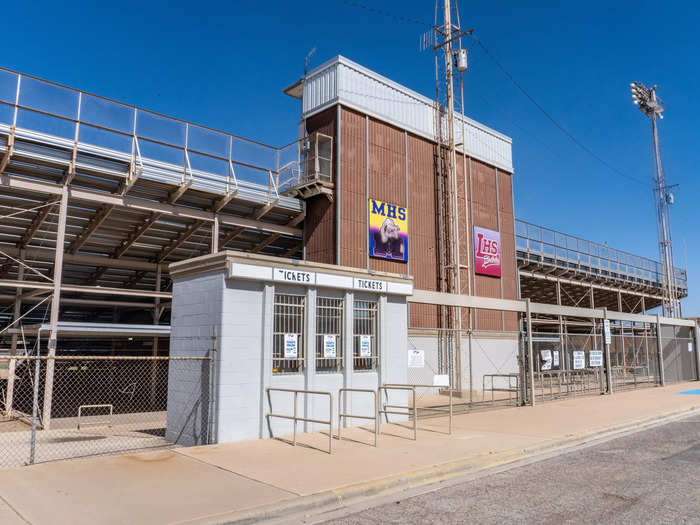 A football stand at Legacy High School.