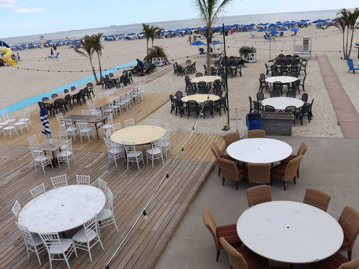 Some clubs had beachside event and dining spaces set up along the water.