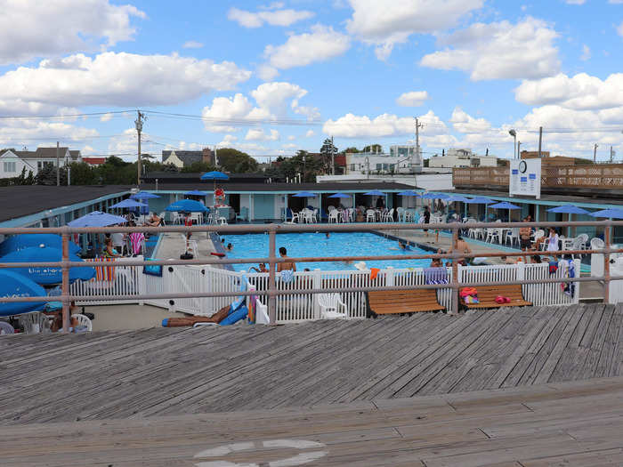 Various members-only beach clubs lined the boardwalk, with prices starting around $2,000 for a shared locker and up to $22,000 for private cabanas.