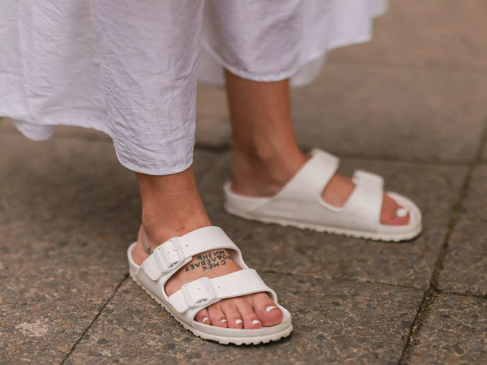 In 2015, Birkenstock came out with its EVA sandals, a new take on its classic cork and leather styles, sold for about half the price. The shoes are made with a light, water-resistant synthetic material composed of ethylene-vinyl acetate.