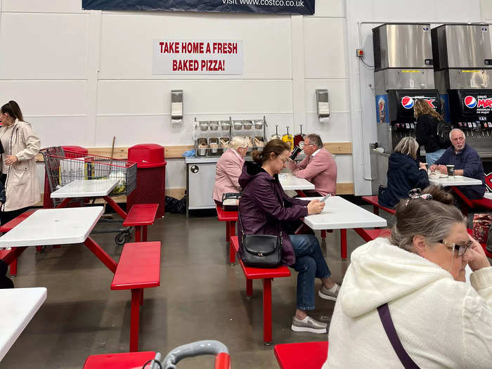 Even the seating at the UK Costco food court seemed crowded.