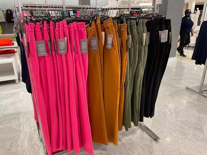 There were some nice color options for elastic-waist trousers. The hot pink was on trend with Barbiecore, while the earthy orange and green were more versatile.