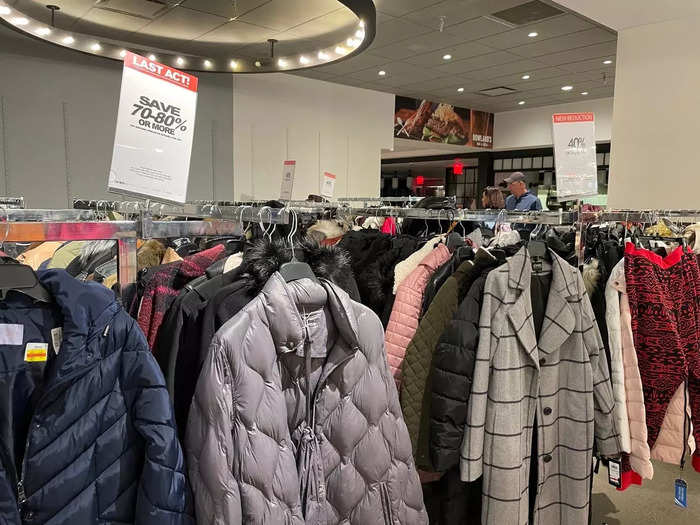 Toward the back of the basement, there were several racks of discounted coats. I was curious, so I sifted through them for a few minutes. There were brands like Mango, Levi
