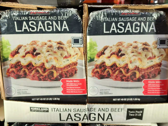 The Kirkland Signature Italian-sausage and beef lasagna is a family favorite.