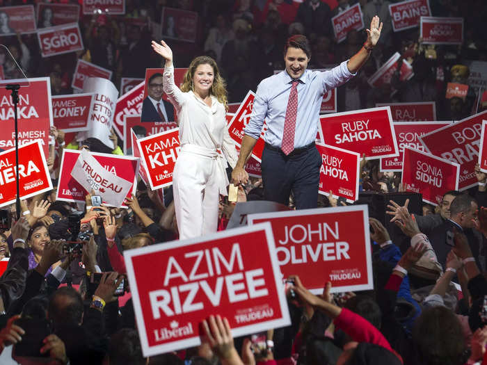 2015: Sophie joined Justin on the campaign trail as he sought election as Canada
