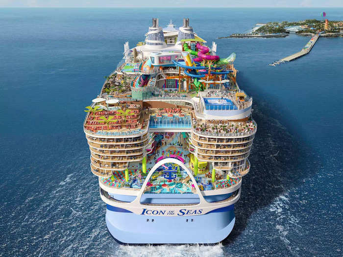 The Icon of the Seas has the typical pools, surf simulator, rock-climbing wall, and mini-golf course.