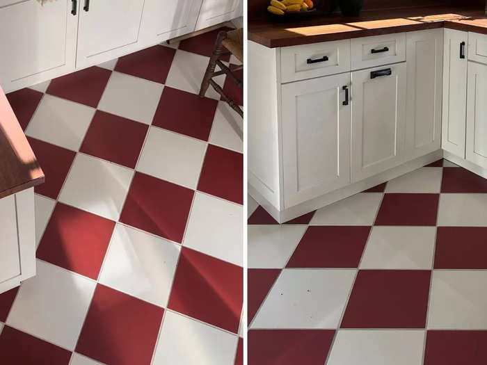 Zamora found a budget way to update the tiles in what he dubbed his "plain" rental kitchen.