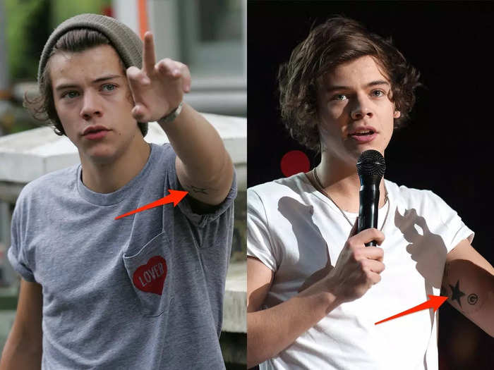 Harry Styles got his first tattoo, an outline of a five-pointed star, after he turned 18 in 2012.