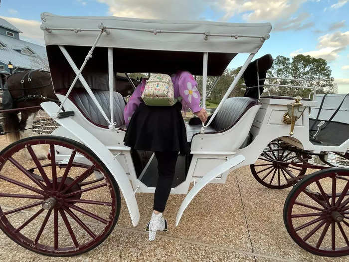 I could easily make my way onto the carriage in high heels, but they aren