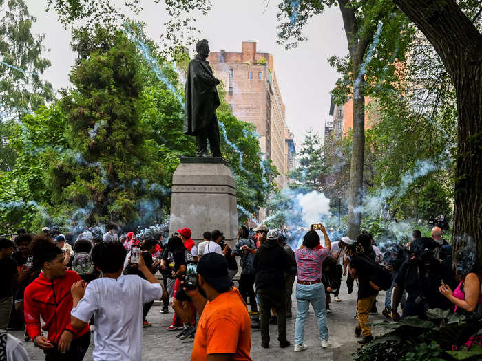 The NYPD said some attendees set off fireworks.