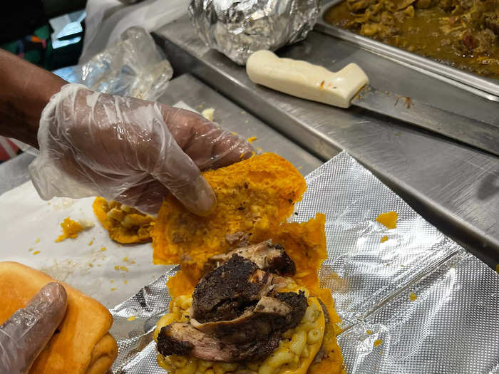 Its oxtail stuffed patty is its most famous dish, but Datz also offers a jerk chicken option with a spicier sauce for those who want a kick in their sandwich.