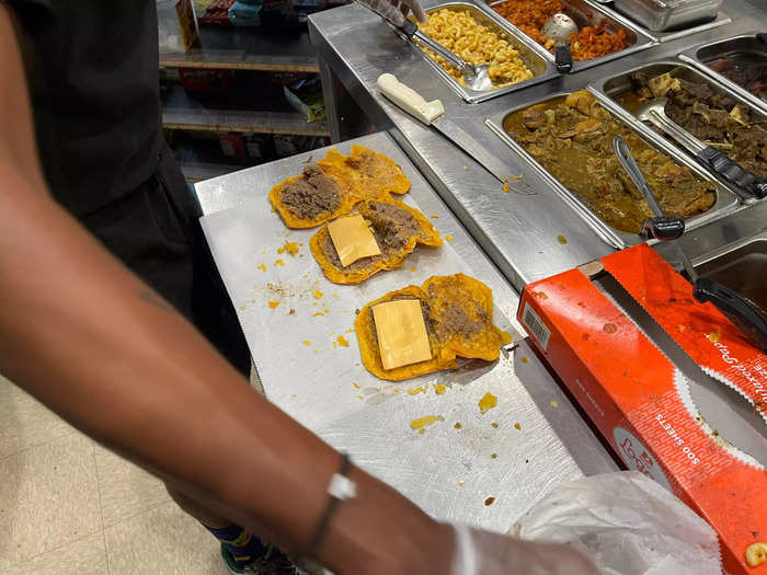 The beef patty base is a NYC signature that can be purchased at almost any deli in the city. But Dat kicks the dish up a notch with special toppings.