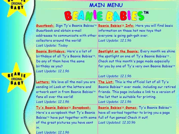 In early 1995, I approached Ty Warner, the founder of Ty, Inc., and pitched the idea of creating a website for Beanie Babies. It was like being in the eye of the perfect storm. The impact of Beanie Babies without the internet just wouldn