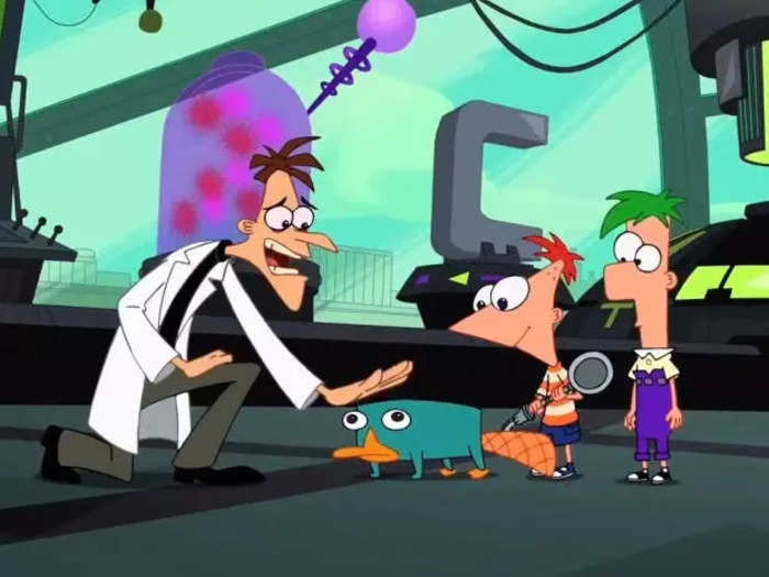 Phineas and Ferb are sent to another in dimension in "Phineas and Ferb the Movie: Across the 2nd Dimension" (2011).