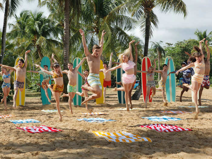 Teens are transported into a light, surfer version of "West Side Story" in "Teen Beach Movie" (2013).