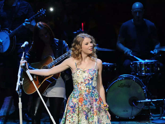 Leading up to the release of "Speak Now," Swift started debuting floral sundresses with sweetheart necklines and pleated skirts.