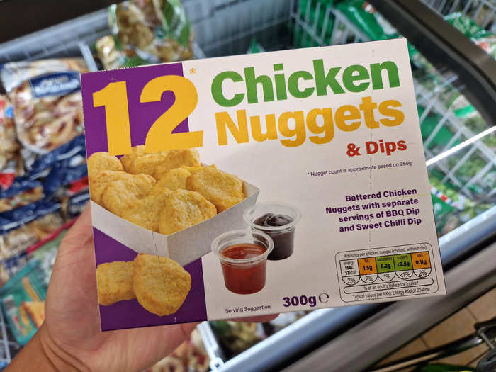 The chicken nuggets at Aldi come with dips.