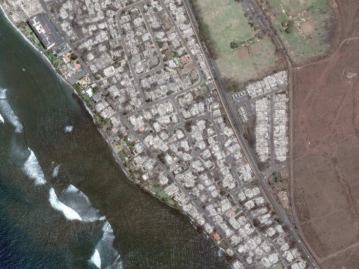 Many of the buildings and greenery in Lahaina have been wiped out