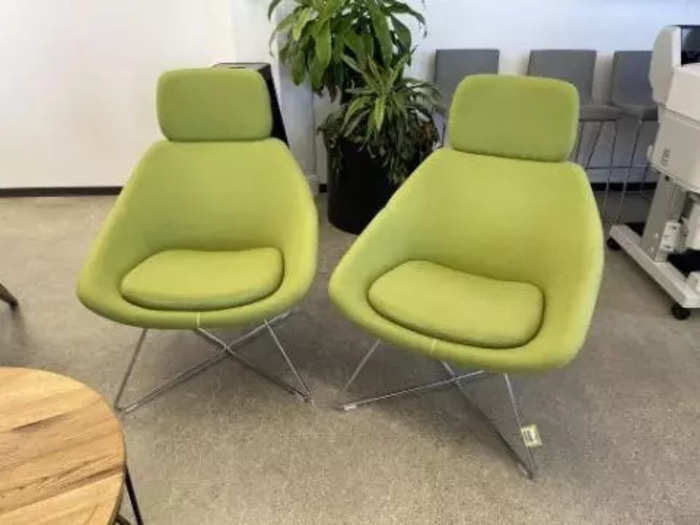 These two lime green lounge chairs are some of the many being auctioned. There are 120 listings for chairs on the auction website.