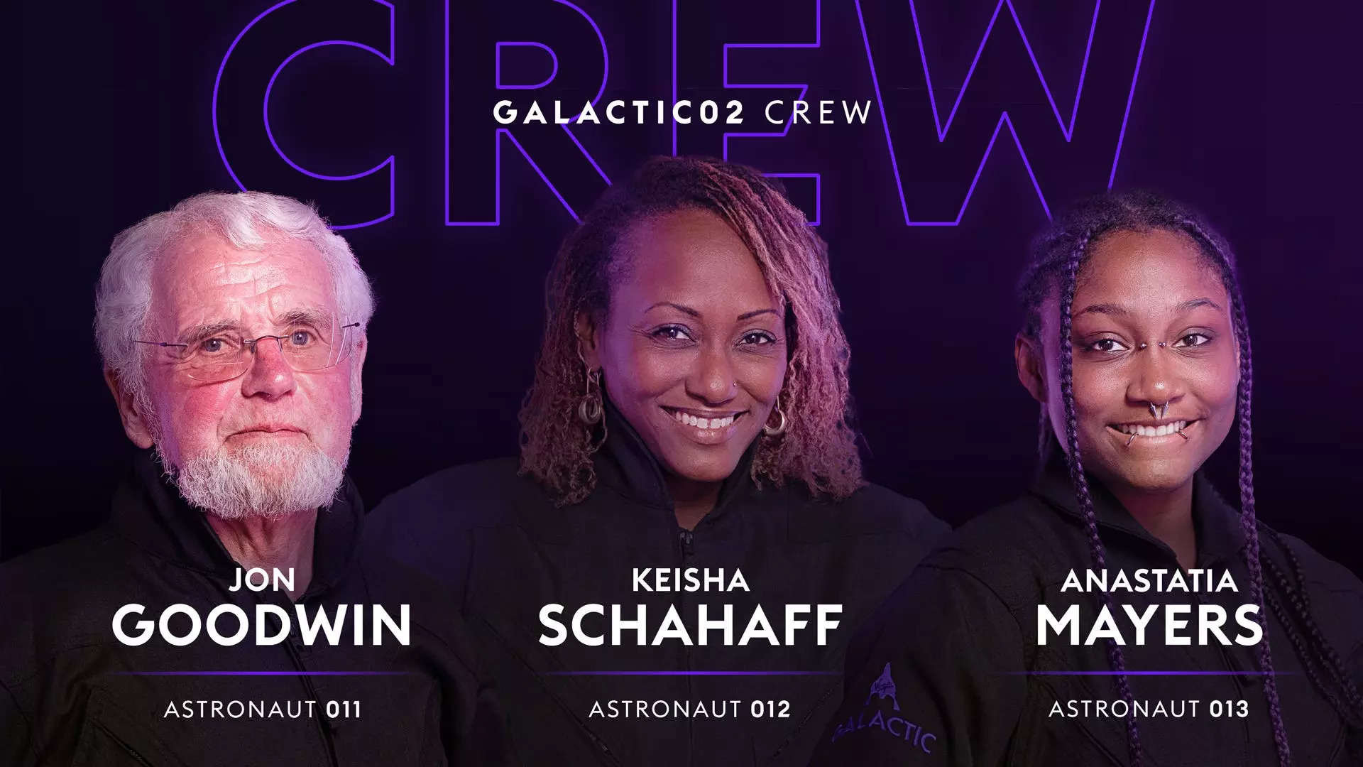A photo montage shows the crew for the Galactic 02 Virgin Galactic spaceflight.