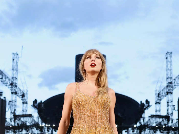 36. The "Fearless" dress in gold