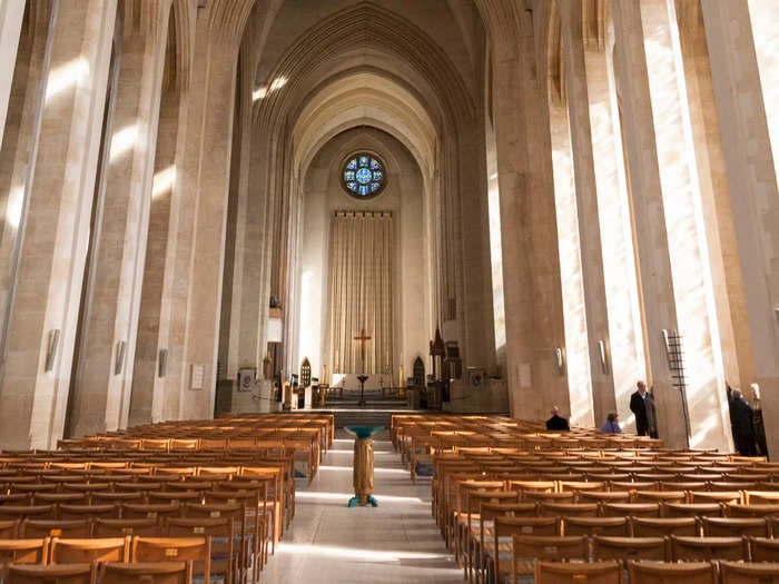 This scene was filmed in Guildford Cathedral in England.