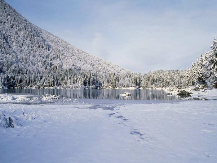 In real life, this scene was shot in Laghi di Fusine, in northern Italy.