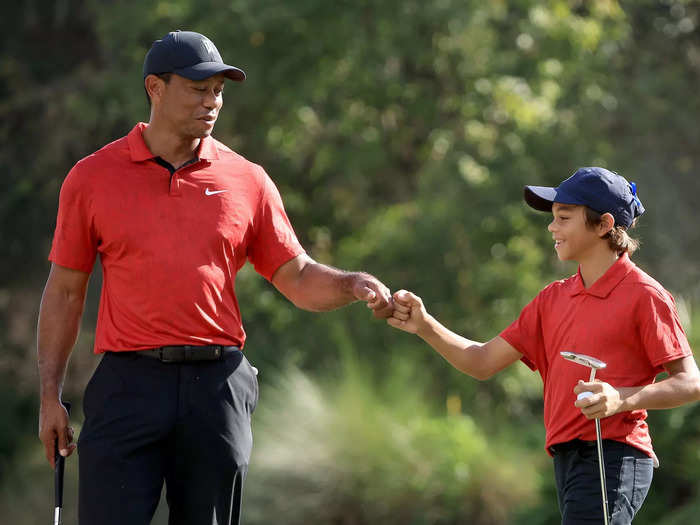While Tiger is not golfing in events as much, he is still spending a lot of time on the course, caddying for his son, Charlie, or playing in father-son tourneys.